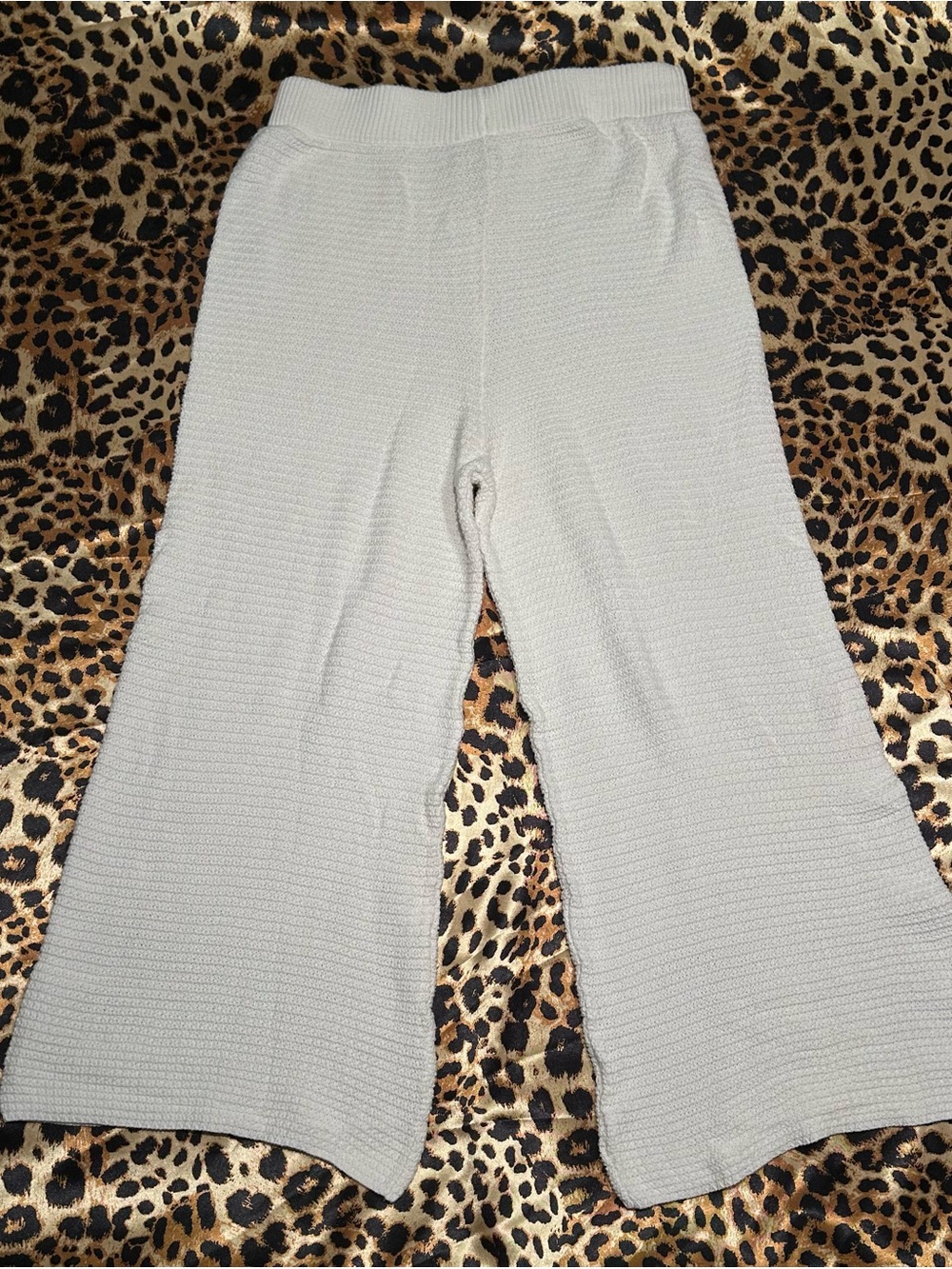 Sincerely Jules White Knit Wide Leg High Waisted Ankle Lounge Pants